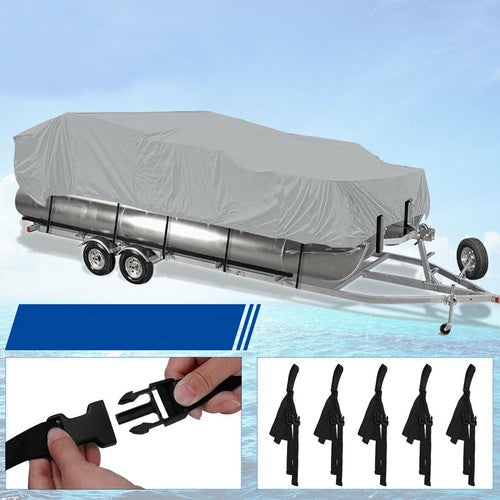 DURAFORCE 21-24FT Waterproof Boat Cover Trailerable Pontoon Dust Resistant Gray-Color