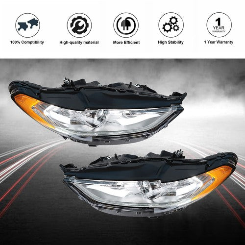 DURAFORCE LED DRL Headlight Assembly Headlamps Left+Right Side For Ford Fusion 2017-2019