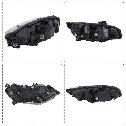 DURAFORCE LED Headlight Headlamp Clear Housing For Honda Civic 2016-2019 Driver/Left Side
