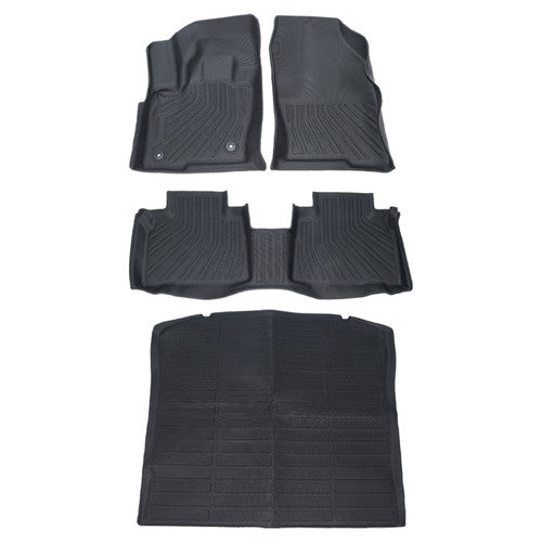 DURAFORCE Black For Ford Edge All Weather 2015-2025 Full Set Floor Mats with Cargo Liner