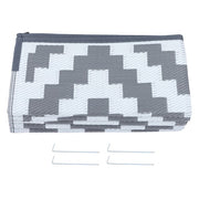DURAFORCE 8x10ft Waterproof Outdoor Rug Outdoor Plastic Straw Rug For Camping Gray & White