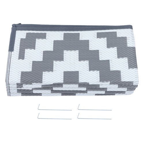 DURAFORCE 8x10ft Waterproof Outdoor Rug Outdoor Plastic Straw Rug For Camping Gray & White