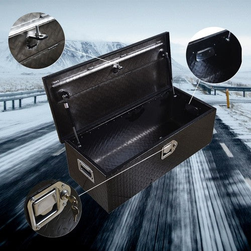 DURAFORCE 30 Inch Cuboid Black Aluminum Under Storage Tool Box For Trailer Pickup Truck
