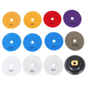 DURAFORCE 12PCS Diamond Polishing Pads Wet Dry 4 Inch Set Kit For Granite Concrete Marble