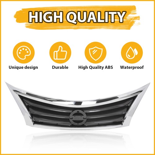 Front Bumper Grille Upper Grill Assembly Chrome for 2013-2015 14 Nissan Altima