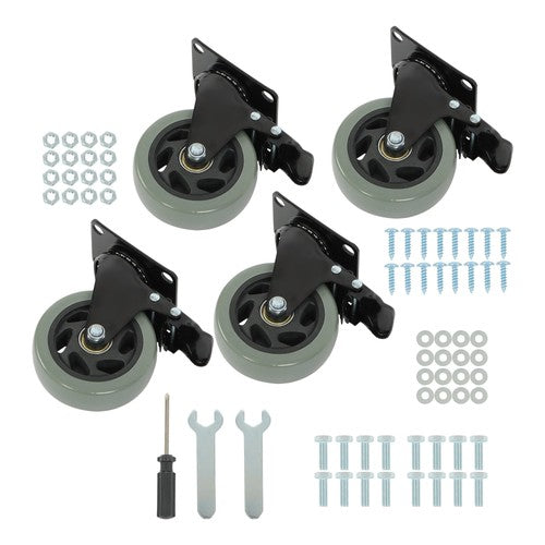 DURAFORCE 4 Pack Grey 4 Inch Swivel Caster Wheels Heavy Duty With brake