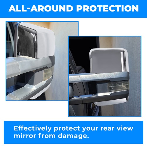 Pair Chrome Tow Mirror Cap Cover for 2014 2018 2019 Chevy Silverado GMC Sierra