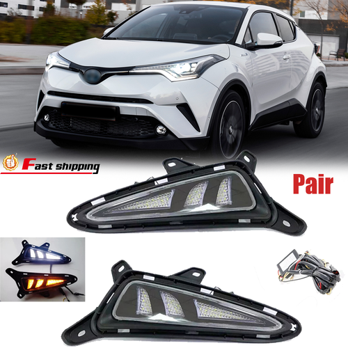 DURAFORCE LED Fog Lights DRL Turn Signal Light Pair LH + RH for Toyota CHR C-HR 2016-2019