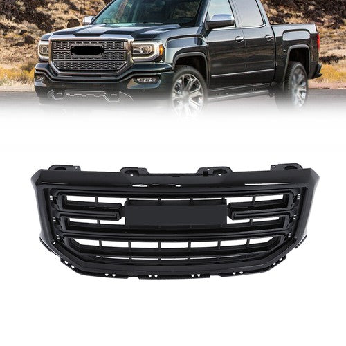 DURAFORCE New Gloss Black Plastic Front Bumper Grille For GMC Sierra 1500 2016 2017 2018
