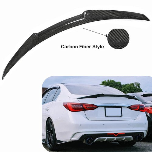 DURAFORCE For 2014-2024 Infiniti Q50 M4 Style Rear Trunk Spoiler Wing Carbon Fiber Style