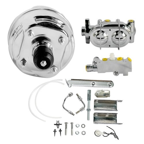 DURAFORCE 9" Chrome Brake Booster & 1 1/8th Master Cylinder & PV4 Disc For 68-82 Corvette