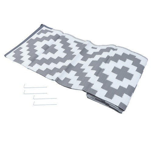 DURAFORCE 8x10 ft RV Mat Outdoor Plastic Straw Rug Carpet Waterproof Gray & White