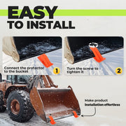 DURAFORCE Tractor Bucket Protector Ski Edge Tamer Protector Snow Leaf Removal Orange Steel