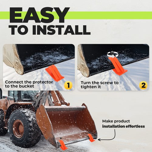 DURAFORCE Tractor Bucket Protector Ski Edge Tamer Protector Snow Leaf Removal Orange Steel
