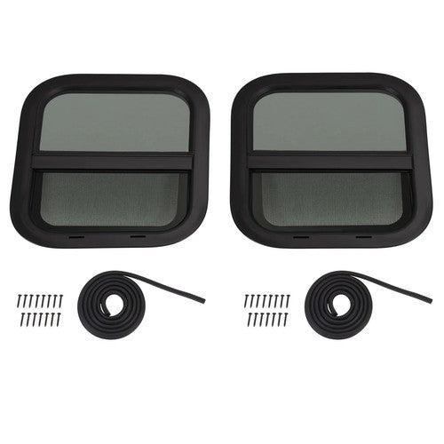 DURAFORCE RV Replacement Windows Black 14 W x 16 H Teardrop Style Vertical Slide 2 Pack