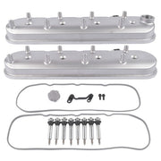 DURAFORCE GM LS Cast Aluminum Tall Silver Pair Valve Covers w/ Coil Mounts For LS1 LS2 LS3