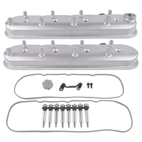 DURAFORCE GM LS Cast Aluminum Tall Silver Pair Valve Covers w/ Coil Mounts For LS1 LS2 LS3