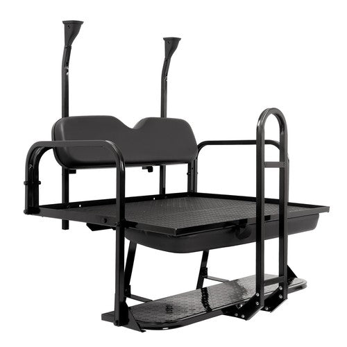 DURAFORCE Black Rear Flip Seat Kit with Grab Bar For 2004-Up Club Car Precedent Golf Cart
