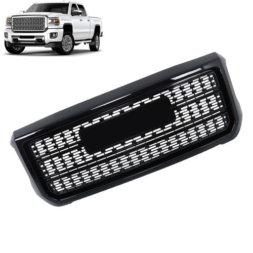 DURAFORCE Gloss Black Front Grille For GMC Sierra 2500HD 3500HD Denali 2015-2019 Plastic