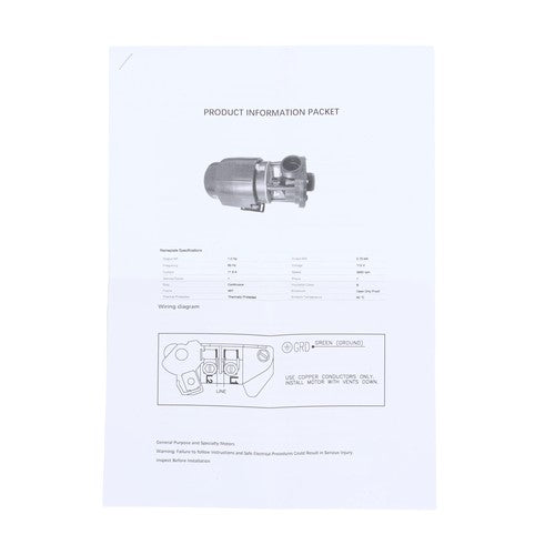 DURAFORCE 115V 1.5HP 3450RPM 12Ampere Swimming Pool Heating Pump 1Speed W/Thermal Wrap