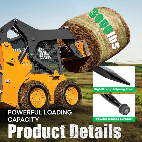 DURAFORCE 2PCS 3000lbs Cap 47" Square Hay Bale Spear Spike Fork For Tractor Loader Bobcat