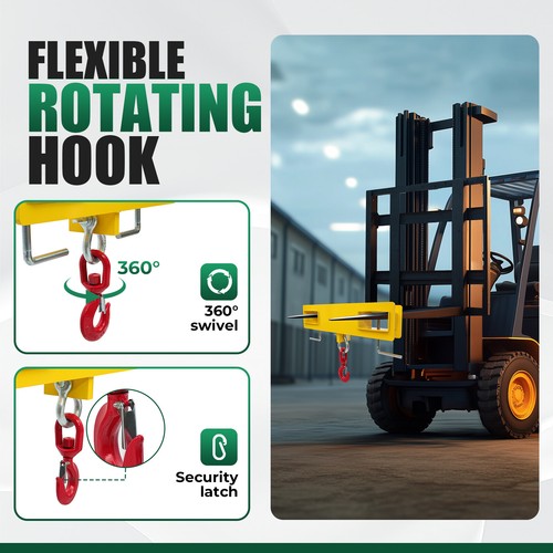 DURAFORCE 6600lbs Forklift Lifting Hoist Swivel Hook Mobile Crane Attachment w/L-Screws