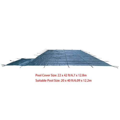 DURAFORCE Green Mesh Pool Safety Cover For 20x40 ft Rectangle with 4x8ft Center End Step