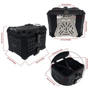 DURAFORCE With Black Armor Clock Model Aluminum Motorcycle Top Case Hard 45L Black Trunk