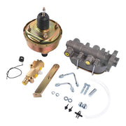DURAFORCE 7 Inch Power Brake Booster, 1 Inch Bore Master, Bottom Mount Valve Disc/Drum Kit