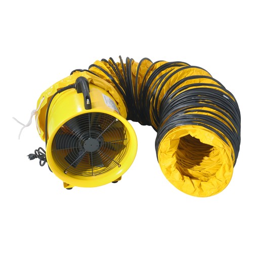 DURAFORCE 12 in 2300cfm Heavy Duty industrial blower with 25-Foot flexible PVC Hoses