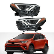 DURAFORCE Headlights Halogen For Toyota Rav4 2016 2017 18 Tube Bar Driver+Passenger Side