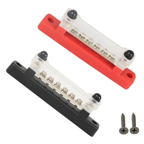 DURAFORCE Bus Bar Power Distribution Terminal Block Red & Black 6 Way 48V 150A Busbar