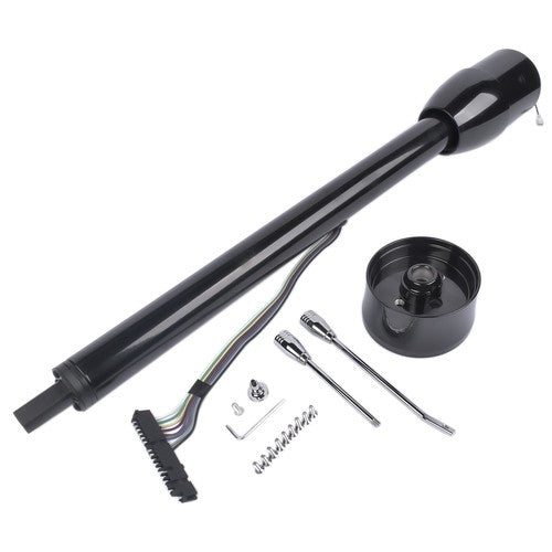 DURAFORCE Manual Column Floor Shift Tilt Steering Column w/ Wheel Adapter No Key Black 32"