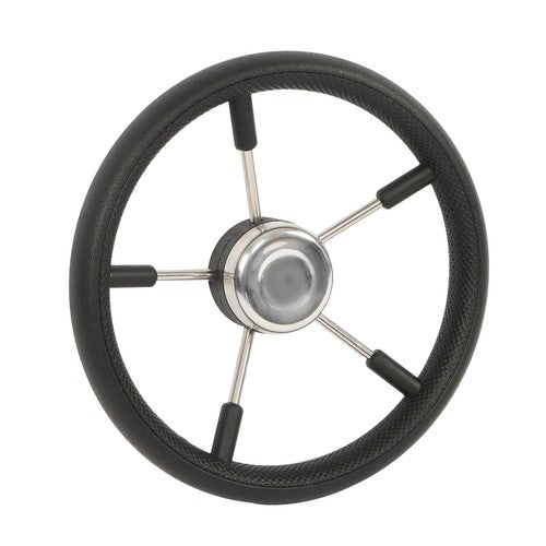 DURAFORCE New Stainless Steel Yach Steering Wheel with PU Foam 5 Spoke 13-7/8 Inch?Black?