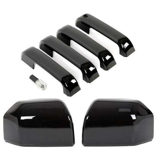 Gloss Black Top Half Mirror Door Handle Covers for 2015-2020 Ford F150 F-150