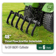 DURAFORCE 48" Chisel Plow Scarifier Detachable W/ 6 Shank For CAT-0 Cultivator