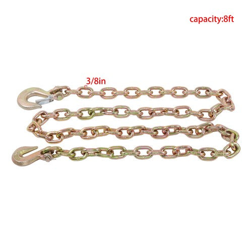 DURAFORCE W/Hooks G70 3/8in × 8FT Trailer&Truck Transport Bundle Chain Steel Gold 6600lbs