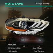 DURAFORCE Black Headlight LED DRL Projector Lamp Right Side Fit For Ford Mustang 2018-2020