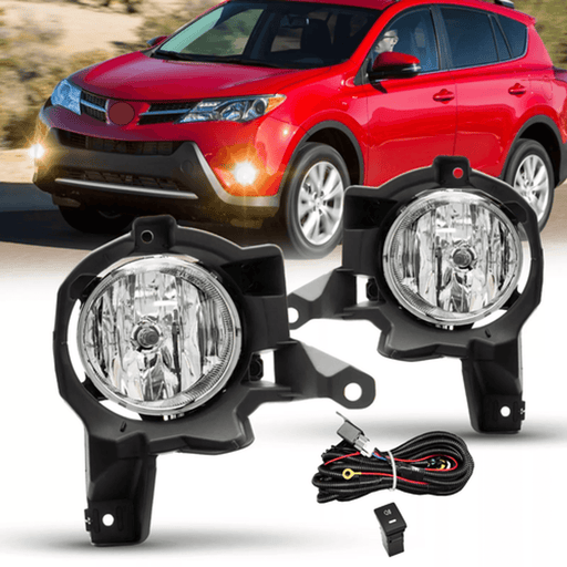 DURAFORCE Fit 2013 2014 2015 Toyota RAV4 Pair Front Bumper Clear Halogen Fog Lights Lamps