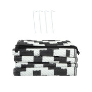 DURAFORCE 6x9 ft Waterproof Outdoor Rug Outdoor Plastic Straw Rug Carpet Black & White