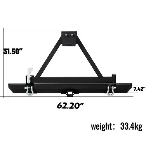 Rear Bumper With Tire Carrier D Ring For Jeep Wrangler YJ 87 96 TJ 97 06