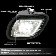 DURAFORCE Projector Fog Lights Lamp Chrome w/LED Halo Ring For Freightliner Cascadia 08-17
