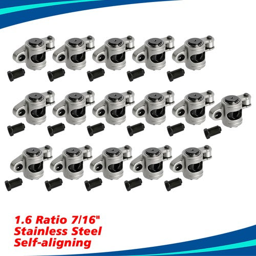DURAFORCE For Chevy SBC 350 1.6 Ratio 7/16" Stud Full Roller Stainless Steel Rocker Arms