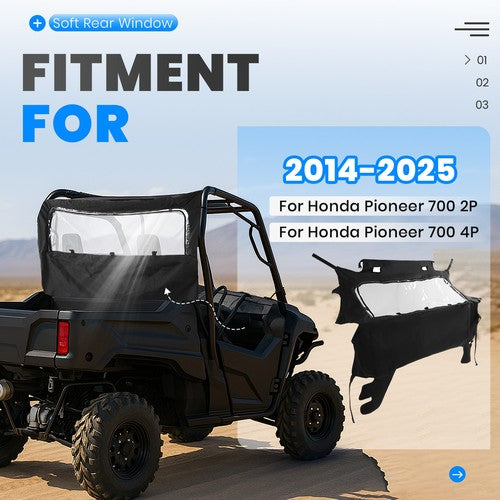 Soft Rear Panel Window Windshield for Honda Pioneer 700 700 4 2014 2025