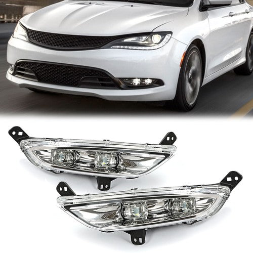 DURAFORCE LED Pair Fog Lights Left & Right Chrome For 2015 2016 15 16 Chrysler 200