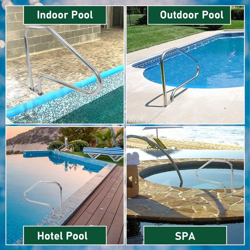 DURAFORCE 46x35" 304 Stainless Steel Swimming Pool Ladder Step Handrail In-Ground