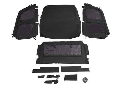 Soft Black Roof for Kawasaki Mule Pro FXT with PVC Upper Doors and Rear Window