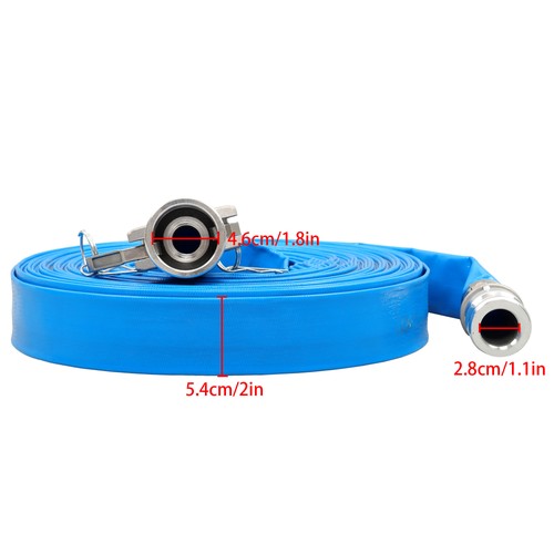 DURAFORCE 1-1/4" x 100' Pvc Backwash Discharge Hose For Swimming Pools W/ Pin Lug Fittings