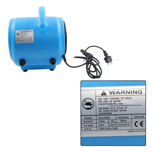 DURAFORCE Air Mover Carpet Dryer 3 Speed 1/2 HP Industrial Floor Blower Carpet Drying Fan