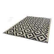 DURAFORCE 9x12ft Outdoor Plastic Straw Rug For Camping Outdoor Carpet RV Mat Black & Beige